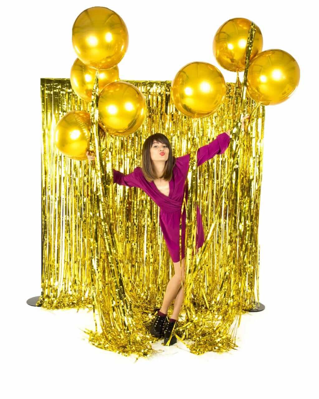 gold foil strings backdrop